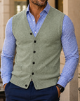 Mivanity Men's Classic V-Neck Button Knit Vest