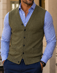 Mivanity Men's Classic V-Neck Button Knit Vest