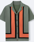Mivanity Men's Color-Blocked Striped Short-Sleeve Polo Shirts
