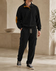 Mivanity Men's Corduroy Stand Collar 2-Piece Sets