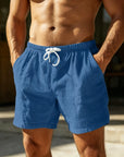 Mivanity Men's Cotton Beach Casual Breathable Drawstring Shorts