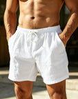Mivanity Men's Cotton Beach Casual Breathable Drawstring Shorts