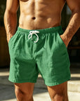 Mivanity Men's Cotton Beach Casual Breathable Drawstring Shorts