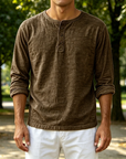 Mivanity Men's Fashion Casual Limna Fabric Long-sleeved Henley Shirt