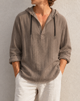 Mivanity Men's Fashion Retro Long Sleeve Loose Casual Henley Shirts