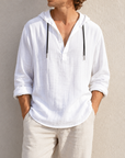 Mivanity Men's Fashion Retro Long Sleeve Loose Casual Henley Shirts