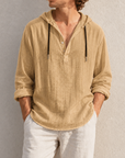 Mivanity Men's Fashion Retro Long Sleeve Loose Casual Henley Shirts