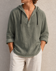 Mivanity Men's Fashion Retro Long Sleeve Loose Casual Henley Shirts