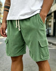Mivanity Men's Fashion Retro Outdoor Workwear Pocket Elastic Waist Drawstring Shorts