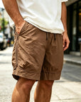 Mivanity Men's Fashion Retro Outdoor Workwear Sports Embroidered Logo Pocket Shorts