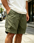 Mivanity Men's Fashion Retro Outdoor Workwear Sports Embroidered Logo Pocket Shorts