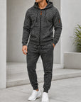 Mivanity Men's Fleece-Lined Hooded Jacket Jogger Pants 2-Piece Winter Sets
