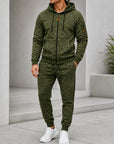 Mivanity Men's Fleece-Lined Hooded Jacket Jogger Pants 2-Piece Winter Sets