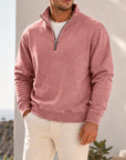 Mivanity Men's Garment-Dyed Relaxed Half-Zip French Terry Pullover