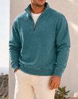 Mivanity Men's Garment-Dyed Relaxed Half-Zip French Terry Pullover