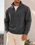 Mivanity Men's Garment-Dyed Relaxed Half-Zip French Terry Pullover