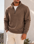 Mivanity Men's Garment-Dyed Relaxed Half-Zip French Terry Pullover