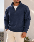 Mivanity Men's Garment-Dyed Relaxed Half-Zip French Terry Pullover