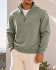Mivanity Men's Garment-Dyed Relaxed Half-Zip French Terry Pullover