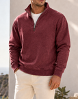 Mivanity Men's Garment-Dyed Relaxed Half-Zip French Terry Pullover