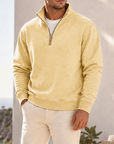 Mivanity Men's Garment-Dyed Relaxed Half-Zip French Terry Pullover
