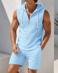 Mivanity Men's Hooded Sleeveless Top Shorts Sets