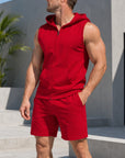 Mivanity Men's Hooded Zip-Up Vest Shorts 2-Piece Summer Sets