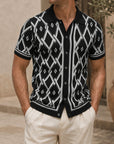 Mivanity Men's Jacquard Knit Shirts