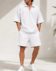 Mivanity Men's Lightweight Henley T-Shirt Shorts Sets
