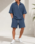 Mivanity Men's Lightweight Henley T-Shirt Shorts Sets
