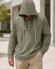Mivanity Men's Lightweight Linen Hooded Striped Shirts