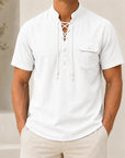 Mivanity Men's Lightweight Linen Stand Sporty casual Collar Shirts