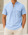 Mivanity Men's Lightweight Linen Stand Sporty casual Collar Shirts