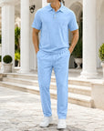 Mivanity Men's Lightweight Linen T-Shirt Pants Sets