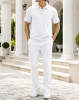 Mivanity Men's Lightweight Linen T-Shirt Pants Sets