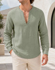 Mivanity Men's Lightweight Linen V-Neck Shirts