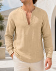 Mivanity Men's Lightweight Linen V-Neck Shirts