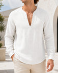 Mivanity Men's Lightweight Linen V-Neck Shirts
