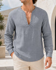 Mivanity Men's Lightweight Linen V-Neck Shirts