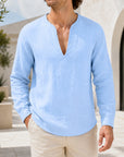 Mivanity Men's Lightweight Linen V-Neck Shirts