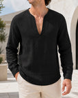 Mivanity Men's Lightweight Linen V-Neck Shirts