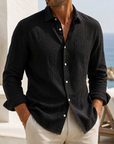 Mivanity Men’s Lightweight Textured Cotton Linen Long Sleeve Shirt