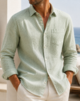 Mivanity Men’s Lightweight Textured Cotton Linen Long Sleeve Shirt