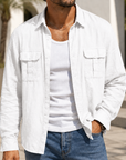Mivanity Men's Lightweight Utility Shirt Jacket Casual Workwear Overshirt for Everyday Adventure