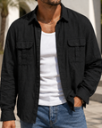Mivanity Men's Lightweight Utility Shirt Jacket Casual Workwear Overshirt for Everyday Adventure