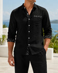 Mivanity Men's Linen Color-Block Shirts