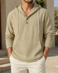 Mivanity Men's Linen Crew Neck Long-Sleeve Shirts