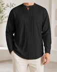 Mivanity Men's Linen Henley Gentleman Business Shirts