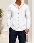 Mivanity Men's Linen Hooded Cardigan Shirts