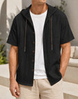 Mivanity Men's Linen Hooded Short-Sleeve Shirts